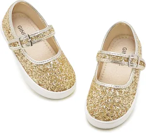GINFIVE Toddler Girls Sneakers Little Girls Slip On Shoes Glitter Sneakers Toddler