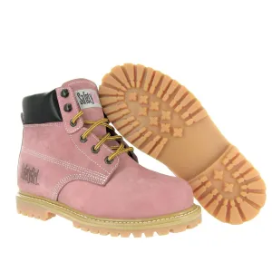 GS003-Lt Pink-8M Steel Toe Work Boots - Light Pink - 8M, English, Capacity, Volume, Leather, 8M, Pink ()