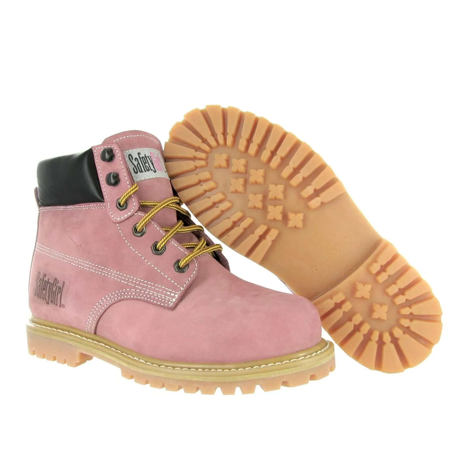 GS003-Lt Pink-8M Steel Toe Work Boots - Light Pink - 8M, English, Capacity, Volume, Leather, 8M, Pink ()