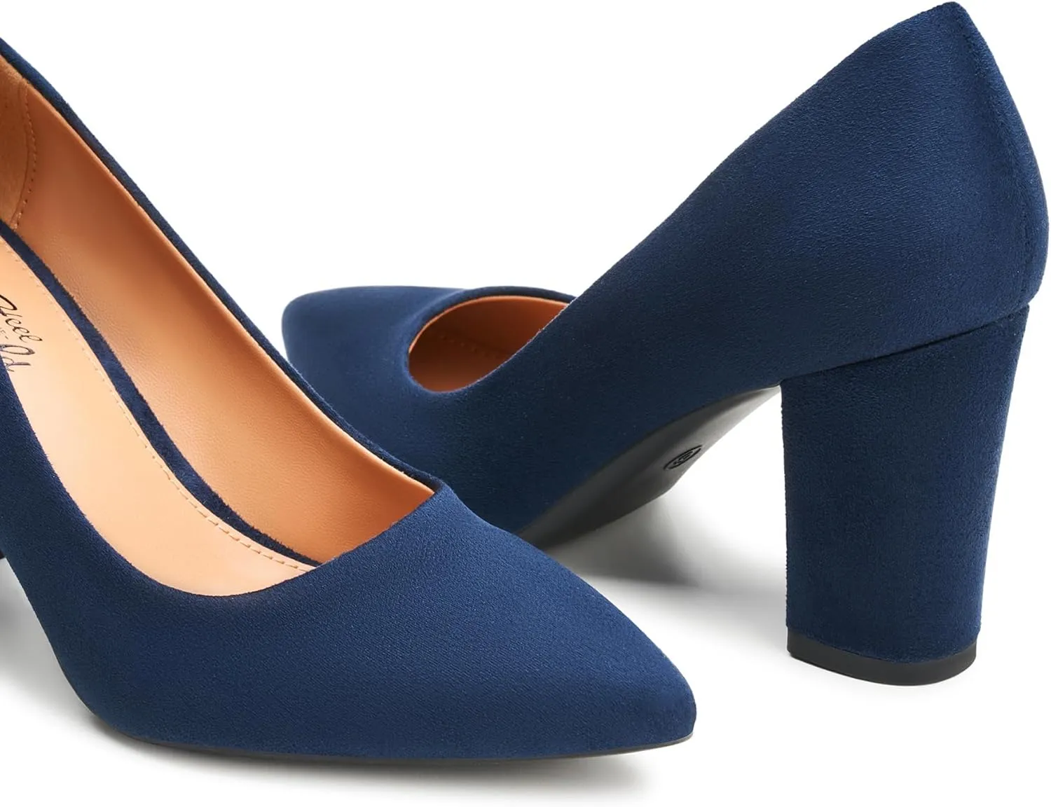 Heel The World Women's High Chunky Block Closed Toe Heels,Slip On Pointed Toe Work Dress Office Wedding Party Pumps Shoes