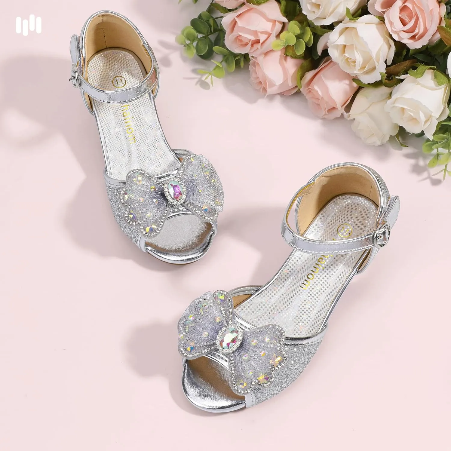Hehainom Toddler Dress Shoes Little Girls Heels Flower Girl Sandals Open Toe Big Kid Wedding Party Shoes