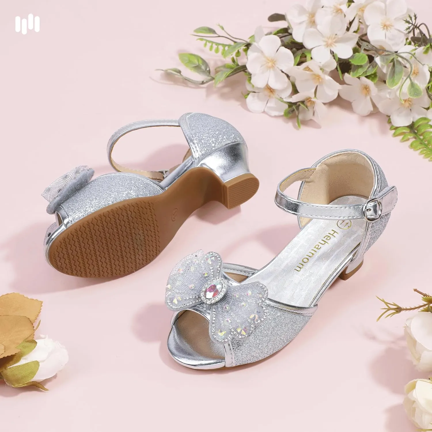Hehainom Toddler Dress Shoes Little Girls Heels Flower Girl Sandals Open Toe Big Kid Wedding Party Shoes