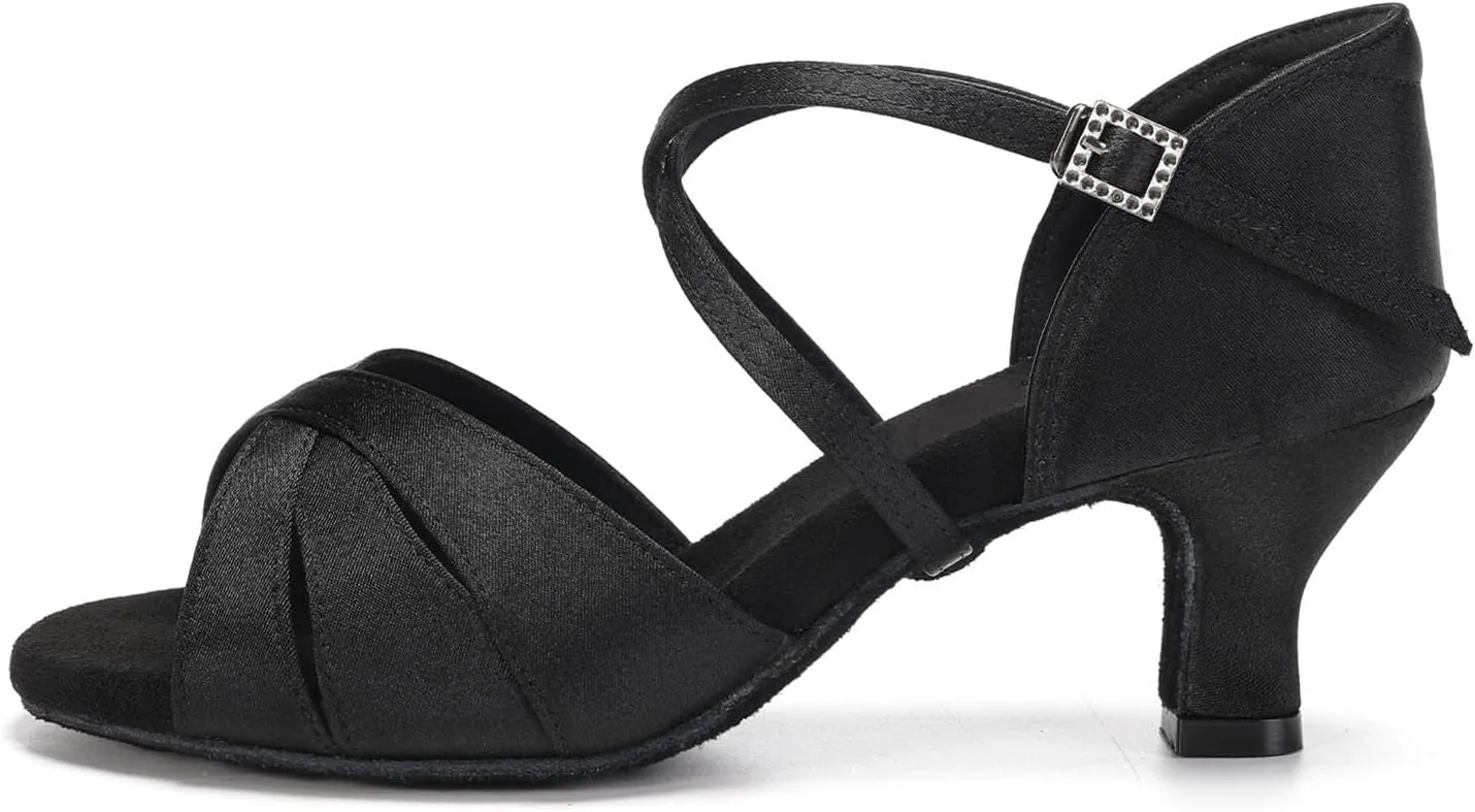 HIPPOSEUS Women's Professional Latin Dance Shoes Open Toe Ballroom Salsa Performance Dance Shoes,Model EM