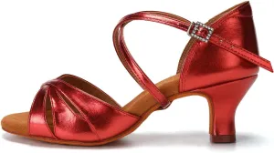 HIPPOSEUS Women's Professional Latin Dance Shoes Open Toe Ballroom Salsa Performance Dance Shoes,Model EM