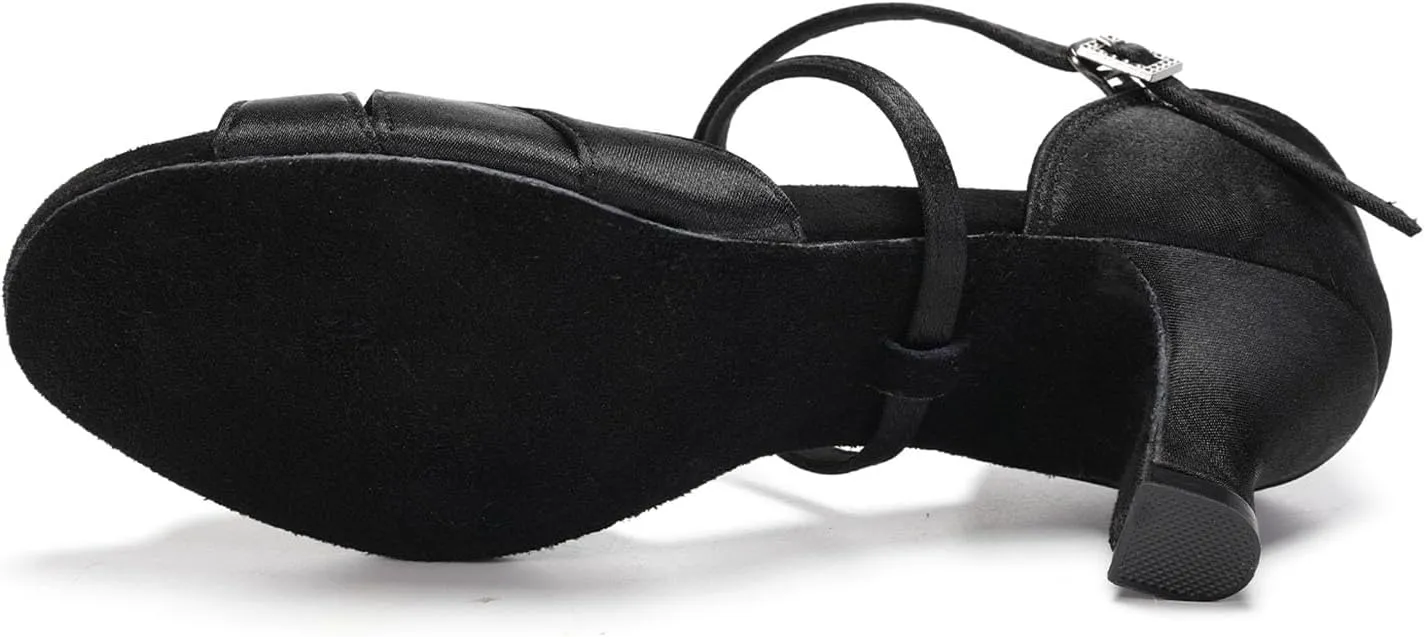 HIPPOSEUS Women's Professional Latin Dance Shoes Open Toe Ballroom Salsa Performance Dance Shoes,Model EM