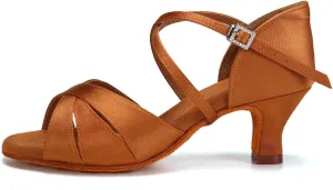 HIPPOSEUS Women's Professional Latin Dance Shoes Open Toe Ballroom Salsa Performance Dance Shoes,Model EM