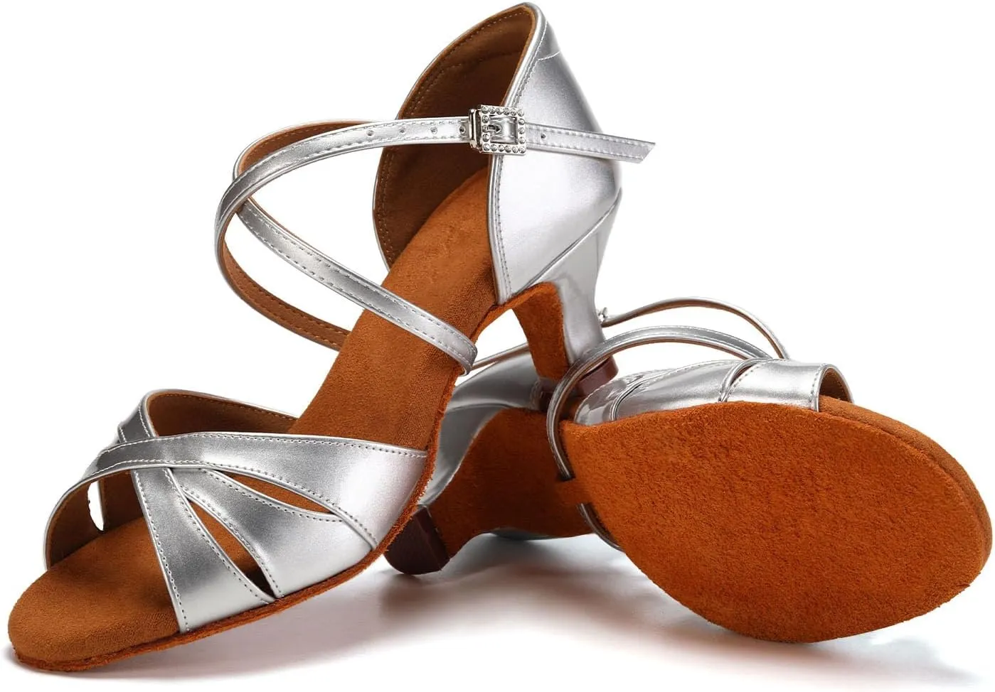 HIPPOSEUS Women's Professional Latin Dance Shoes Open Toe Ballroom Salsa Performance Dance Shoes,Model EM