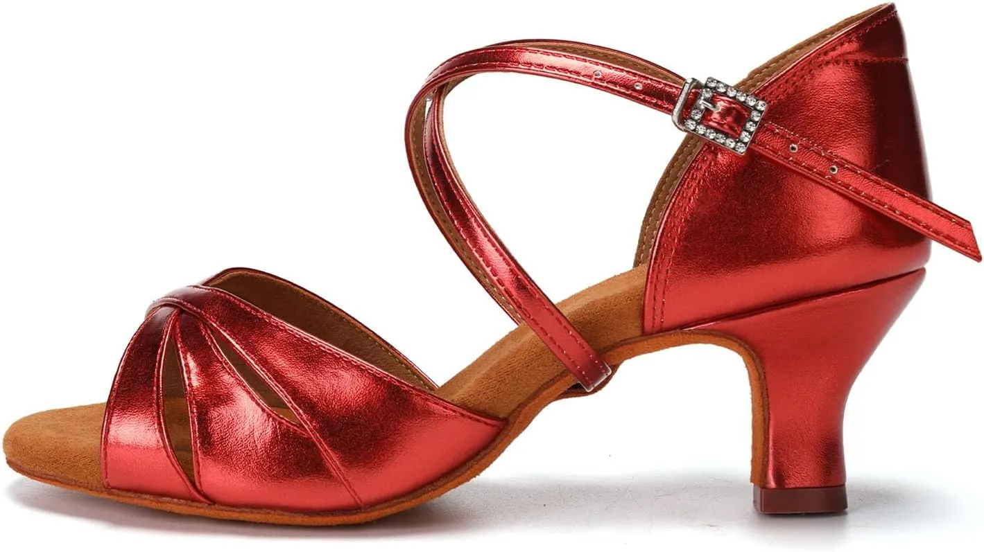 HIPPOSEUS Women's Professional Latin Dance Shoes Open Toe Ballroom Salsa Performance Dance Shoes,Model EM