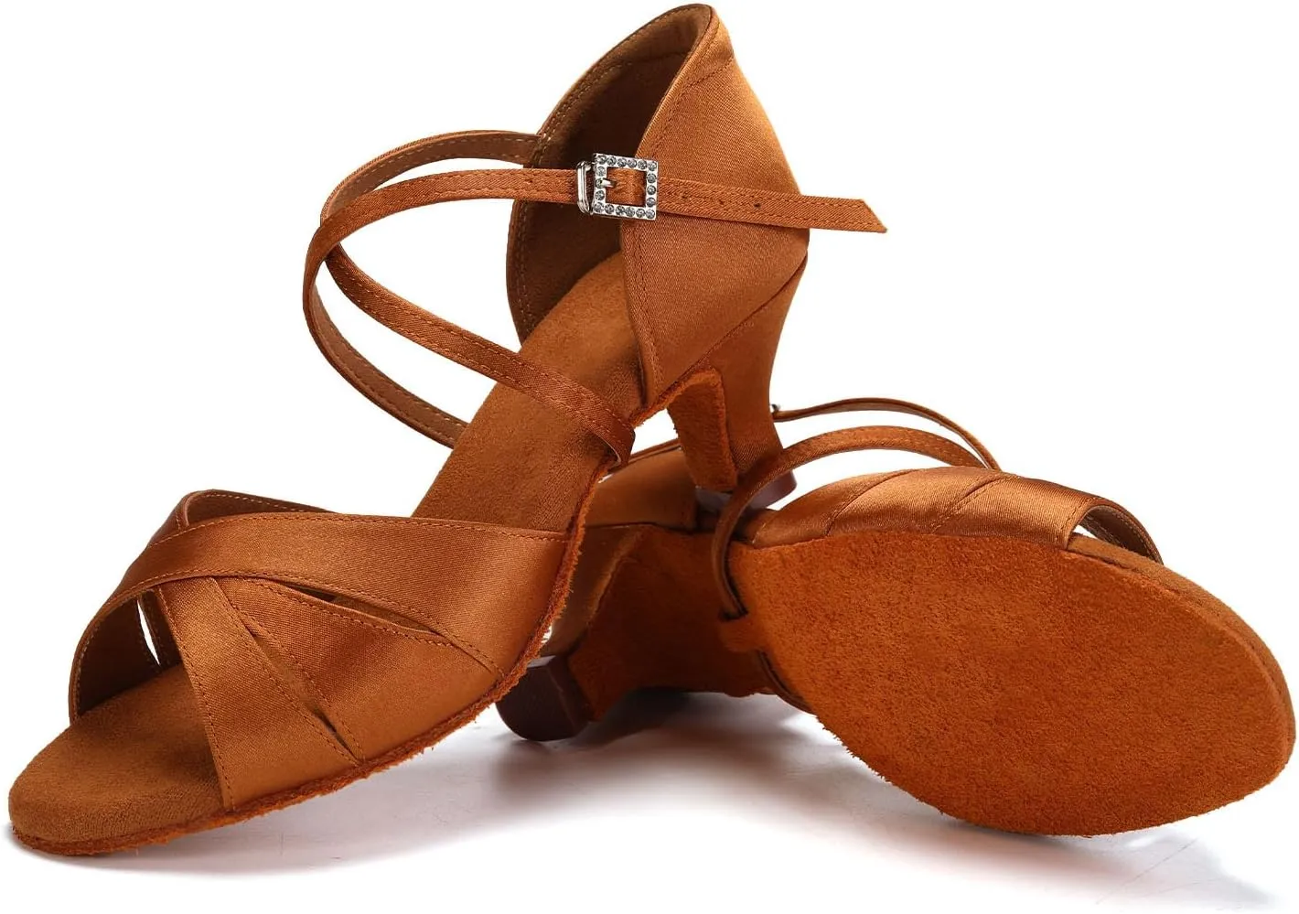 HIPPOSEUS Women's Professional Latin Dance Shoes Open Toe Ballroom Salsa Performance Dance Shoes,Model EM