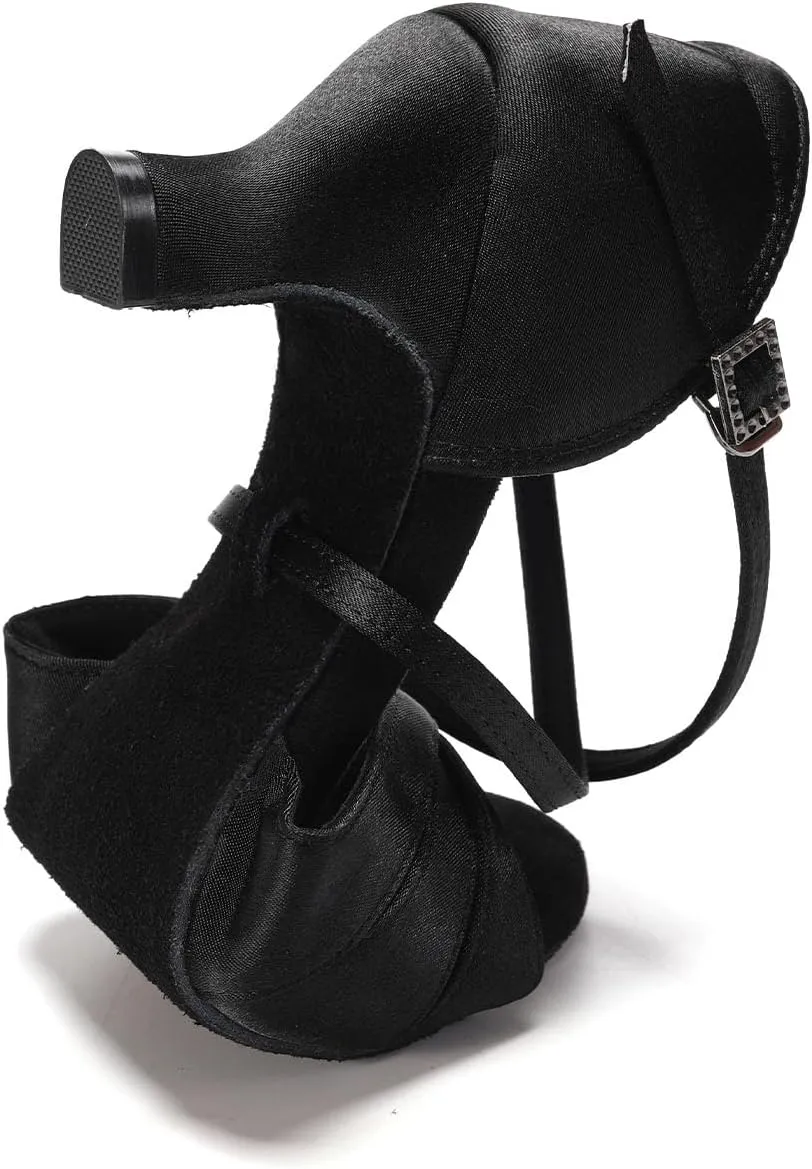 HIPPOSEUS Women's Professional Latin Dance Shoes Open Toe Ballroom Salsa Performance Dance Shoes,Model EM