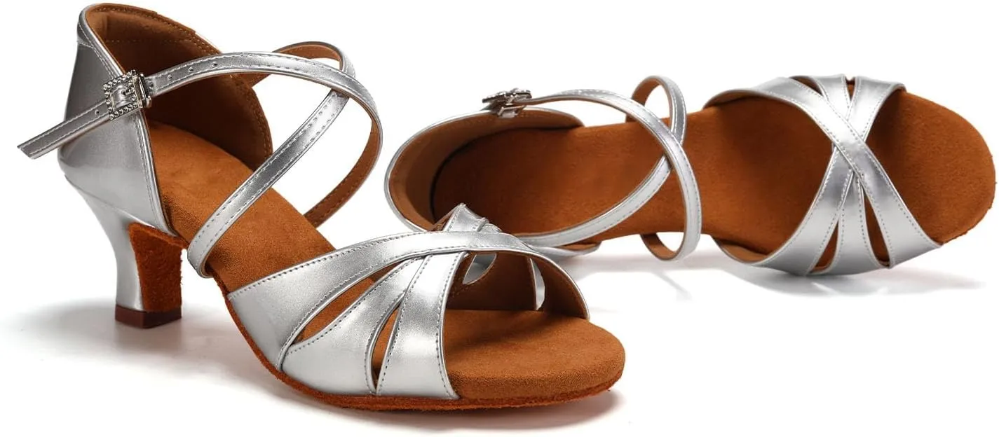 HIPPOSEUS Women's Professional Latin Dance Shoes Open Toe Ballroom Salsa Performance Dance Shoes,Model EM