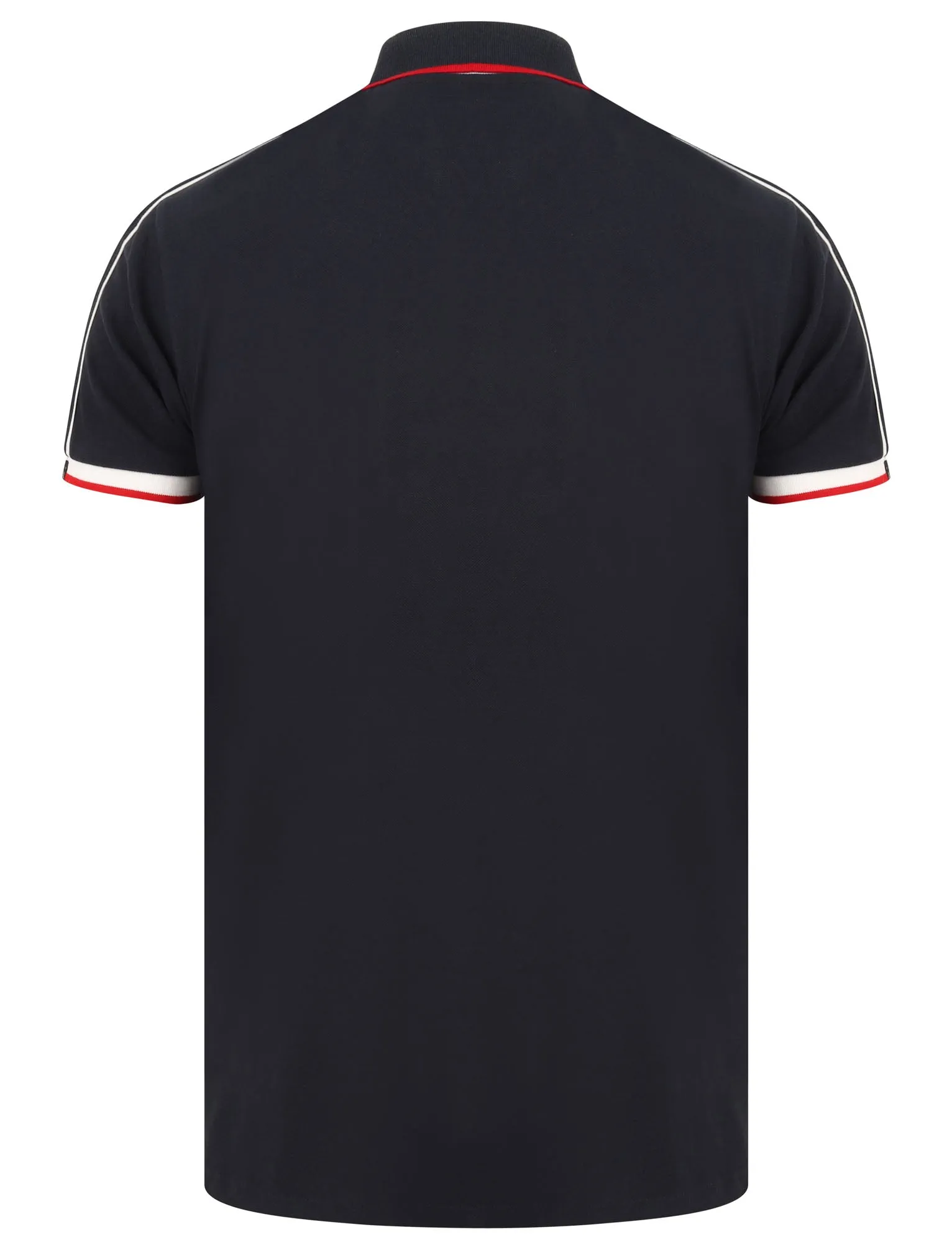 Hitch Cotton Pique Polo Shirt with Stripe Tape Detail In Navy Blazer - Tokyo Laundry
