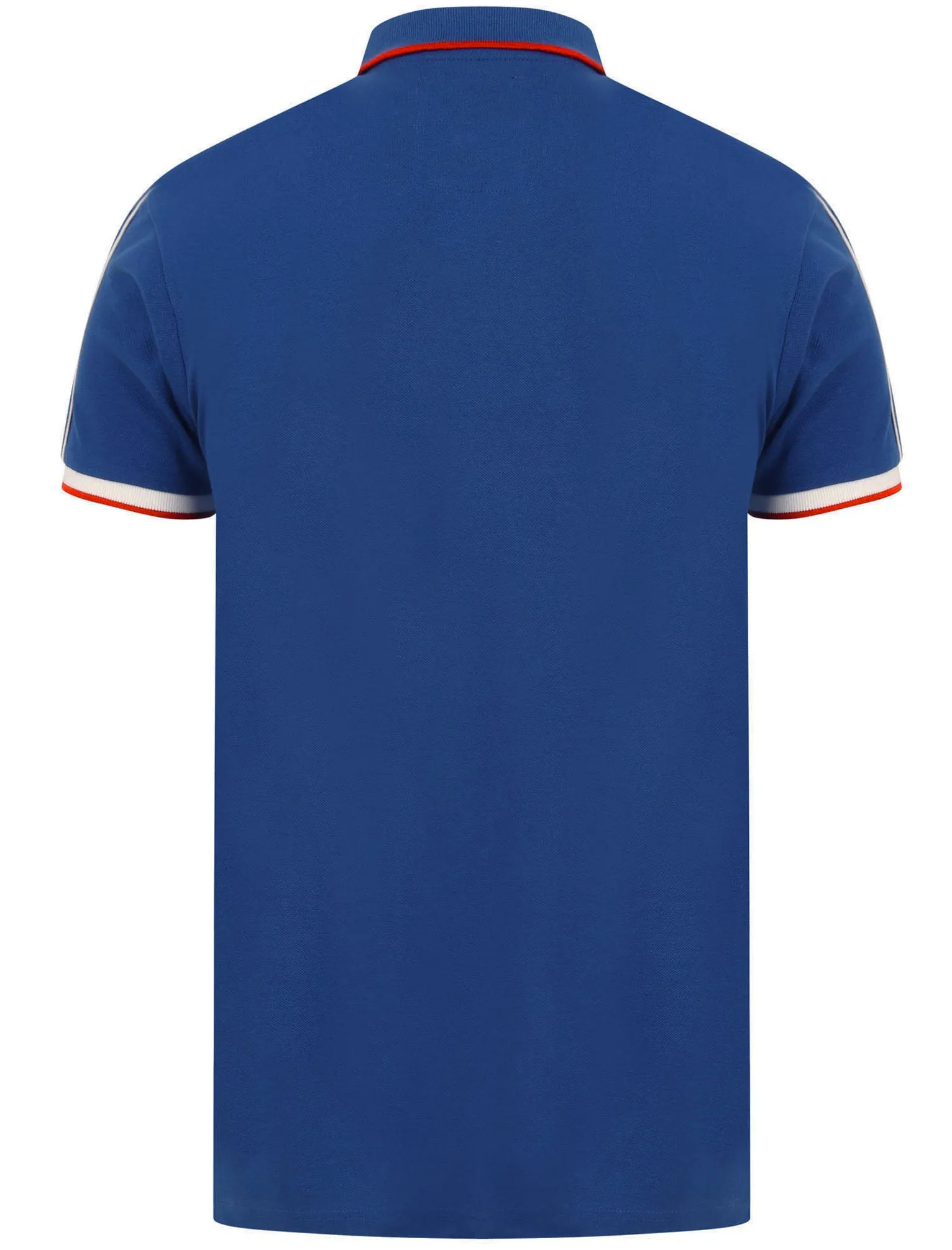 Hitch Cotton Pique Polo Shirt with Stripe Tape Detail In Sea Surf Blue - Tokyo Laundry