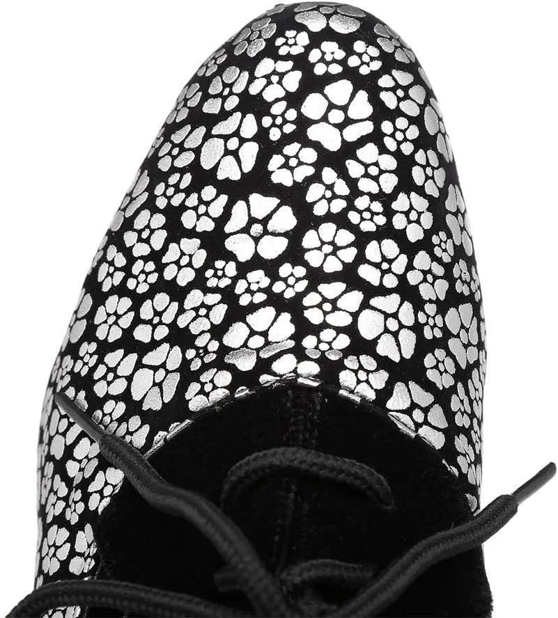 HROYL Women Ballroom Dance Shoes Lace-up Latin Salsa Practice Dance Shoes,YCL318