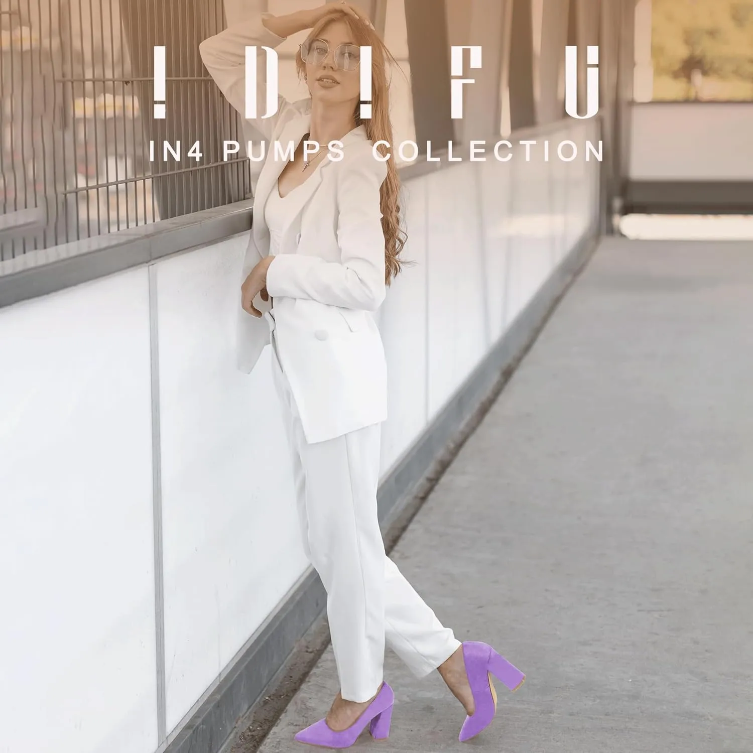 IDIFU IN4 Women's Pumps - Closed Toe Heels with Chunky Block Heels - Thick Pointed Toe Dress Shoes for Women - Wedding, Prom, Bridal, Office, Business - Comfortable, Formal, Fashion, Classic Pumps