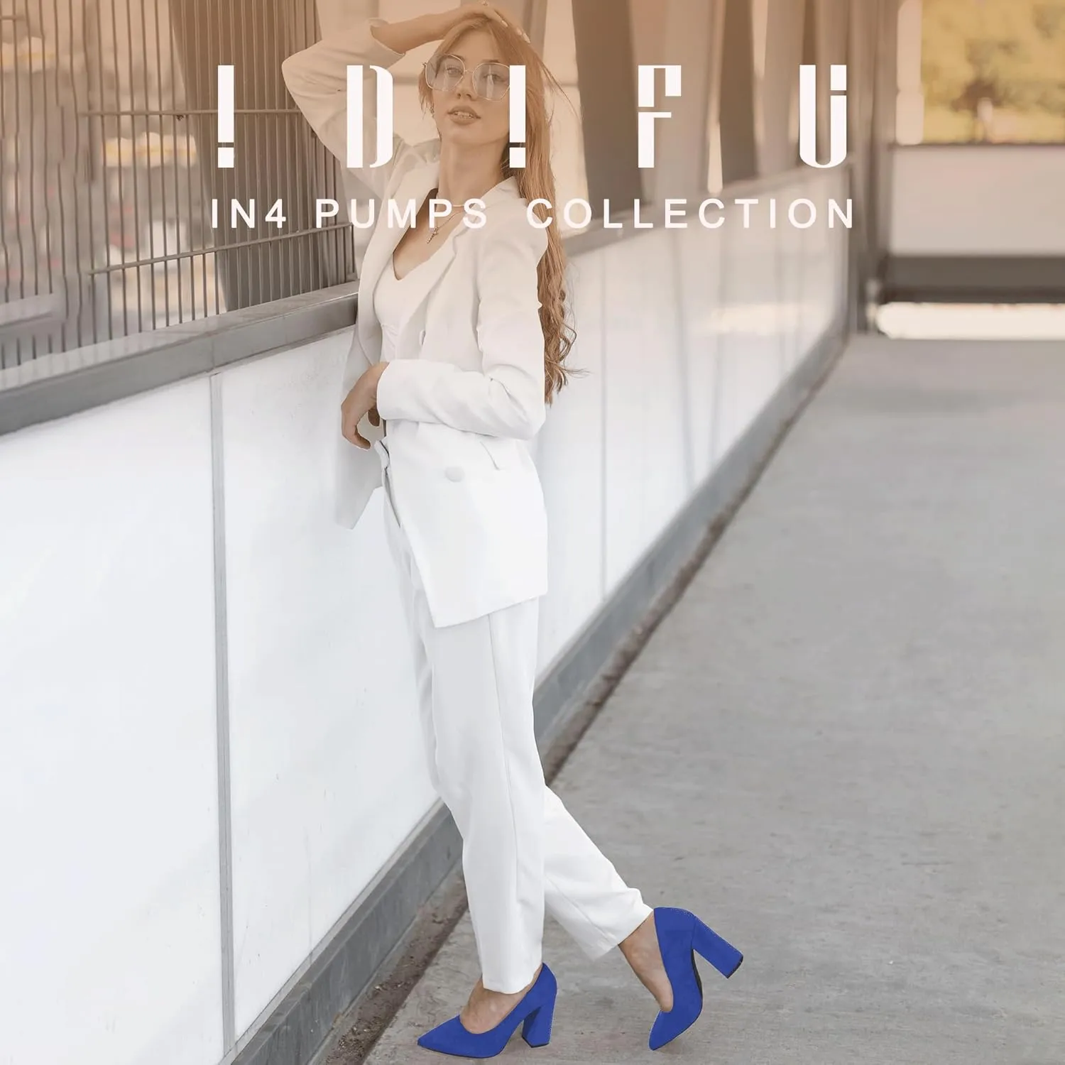 IDIFU IN4 Women's Pumps - Closed Toe Heels with Chunky Block Heels - Thick Pointed Toe Dress Shoes for Women - Wedding, Prom, Bridal, Office, Business - Comfortable, Formal, Fashion, Classic Pumps