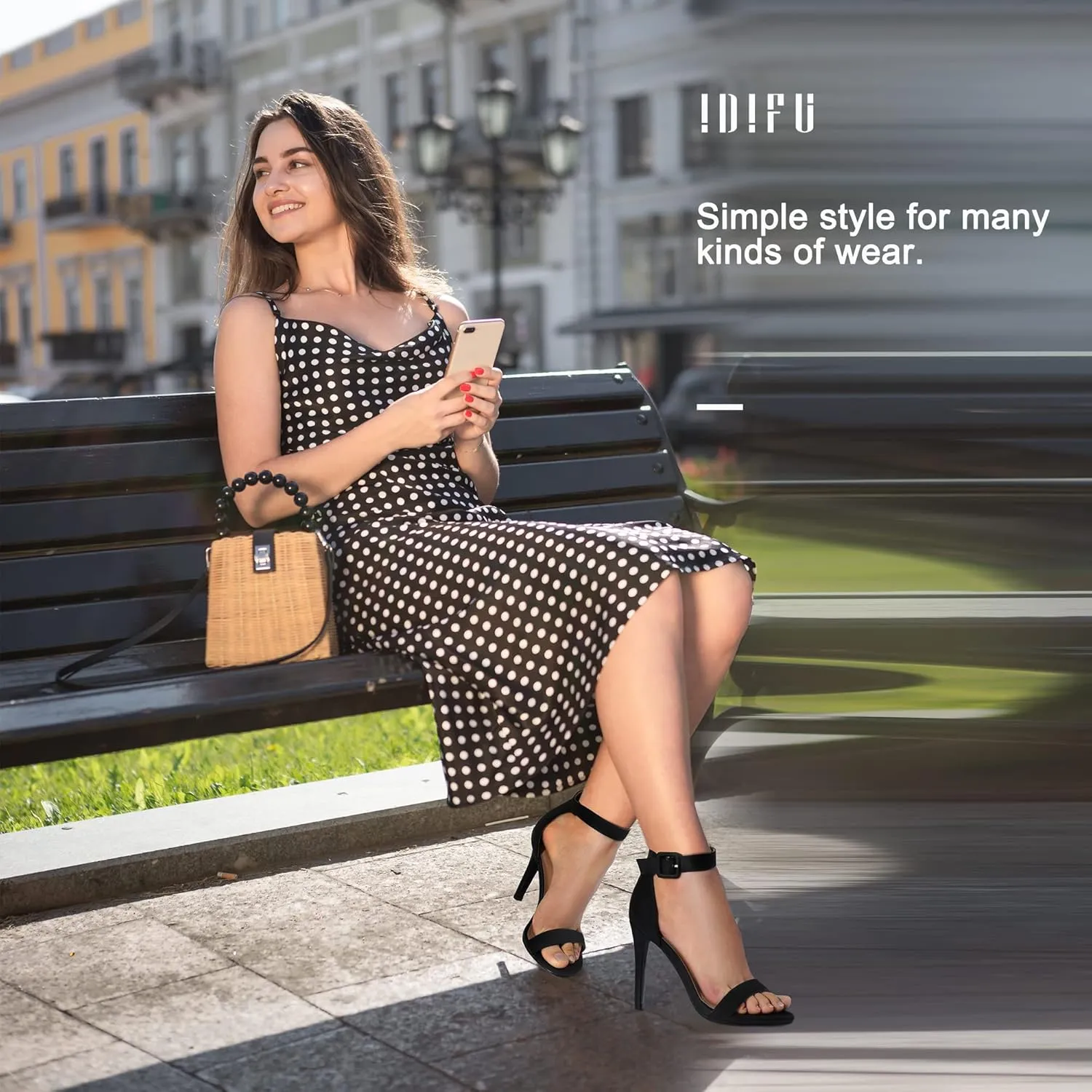 IDIFU Women's High Heels for Women Dressy Stiletto Heels Open Toe Heels Ankle Strap Heeled Sandals for Women on Wedding Party Homecoming