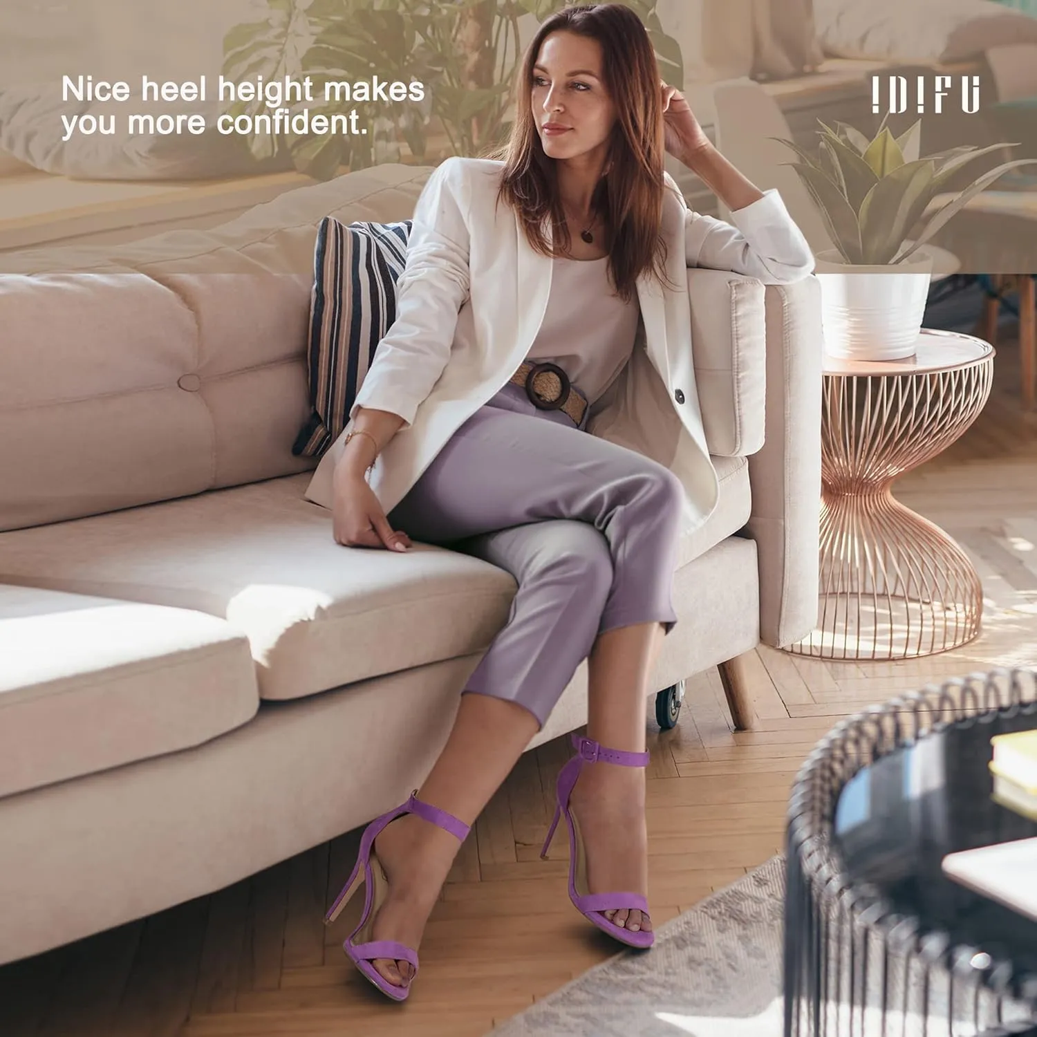 IDIFU Women's High Heels for Women Dressy Stiletto Heels Open Toe Heels Ankle Strap Heeled Sandals for Women on Wedding Party Homecoming