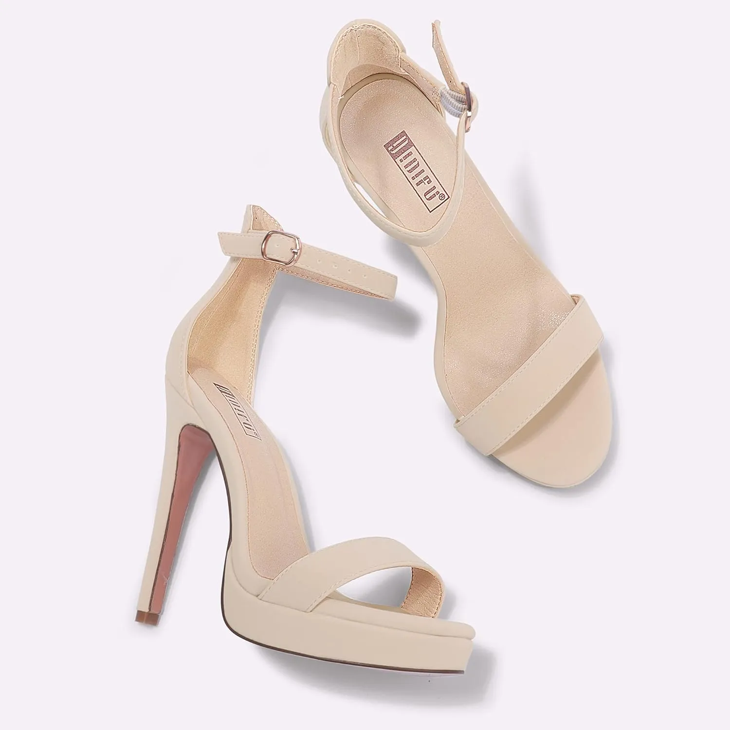 IDIFU Women's Stiletto High Heel Sandals Platform Open Toe Ankle Strap Dress Shoes for Women Bride Ladies in Wedding Bridal Party Homecoming