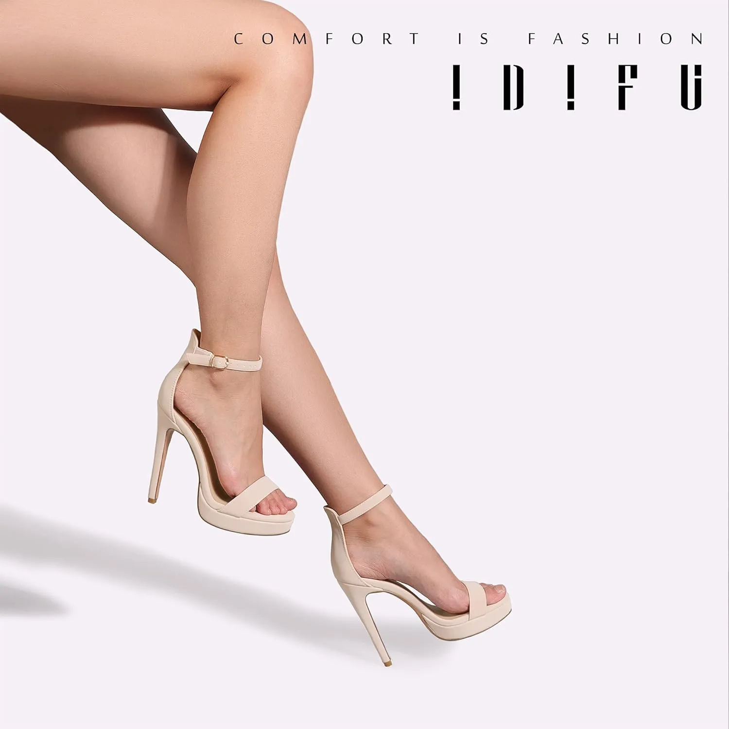 IDIFU Women's Stiletto High Heel Sandals Platform Open Toe Ankle Strap Dress Shoes for Women Bride Ladies in Wedding Bridal Party Homecoming