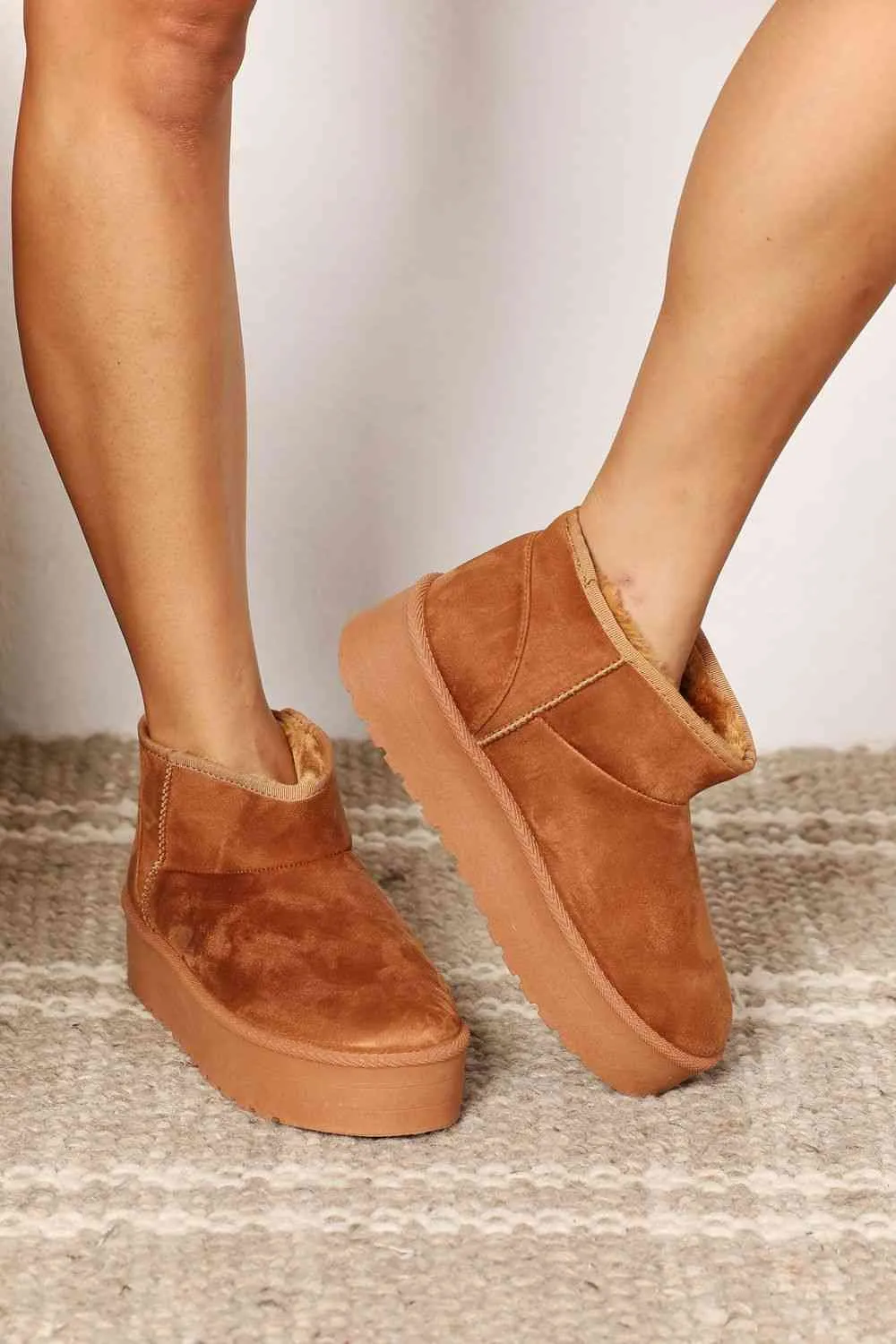 ITEM MUST SHIP! Legend Women's Fleece Lined Chunky Platform Mini Boots