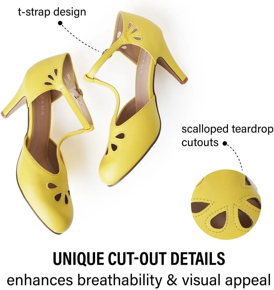 J. Adams Pepper Mary Janes - Vintage Cutout Low Kitten Heels Retro T Strap Pumps