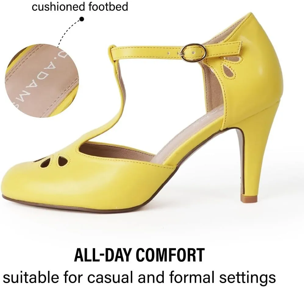 J. Adams Pepper Mary Janes - Vintage Cutout Low Kitten Heels Retro T Strap Pumps