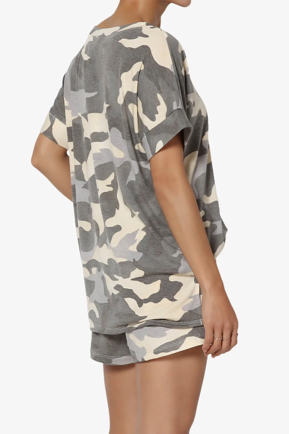 Jace Camouflage V-Neck Top & Shorts Set