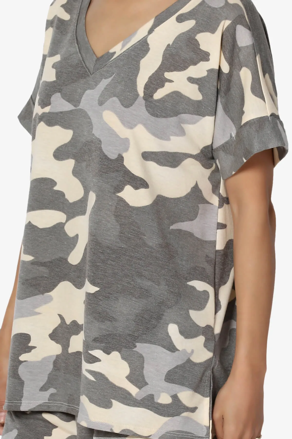 Jace Camouflage V-Neck Top & Shorts Set