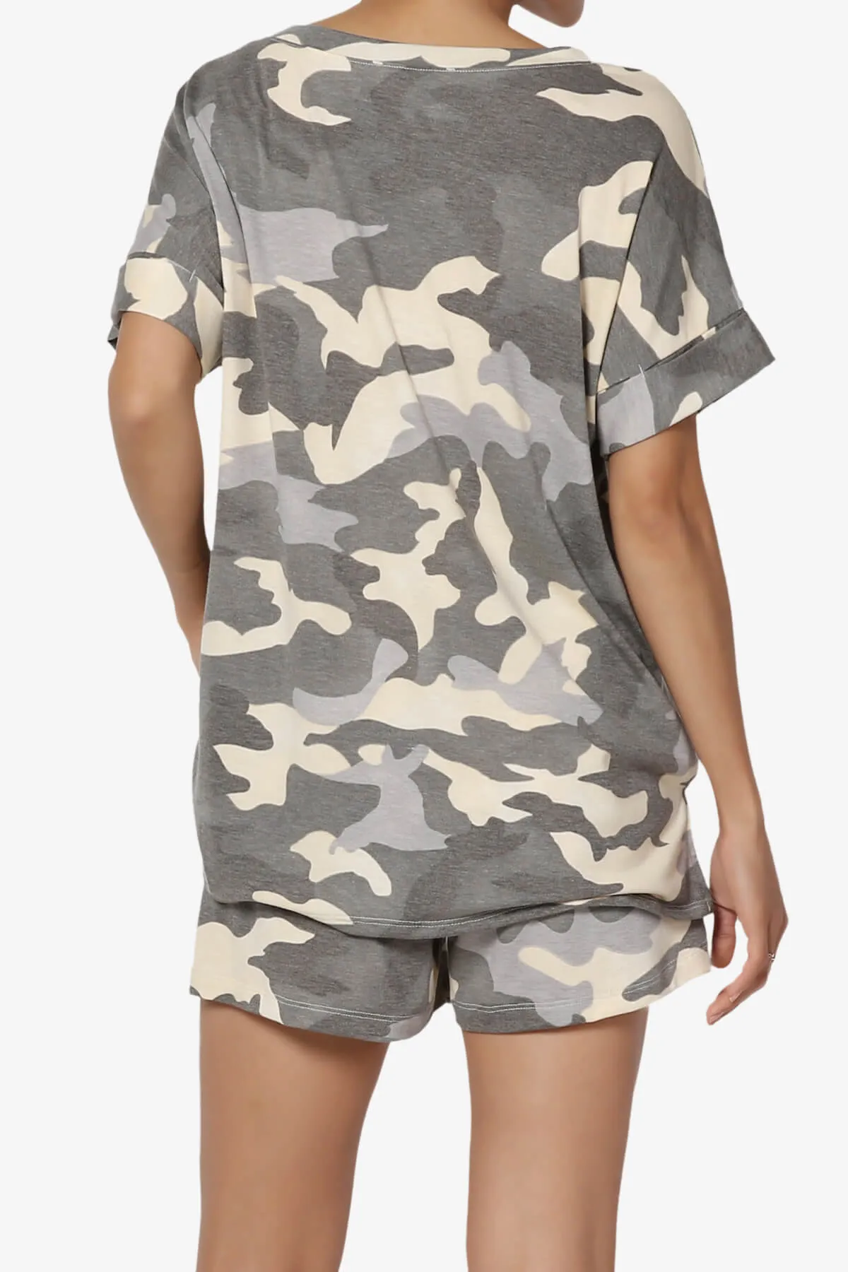Jace Camouflage V-Neck Top & Shorts Set