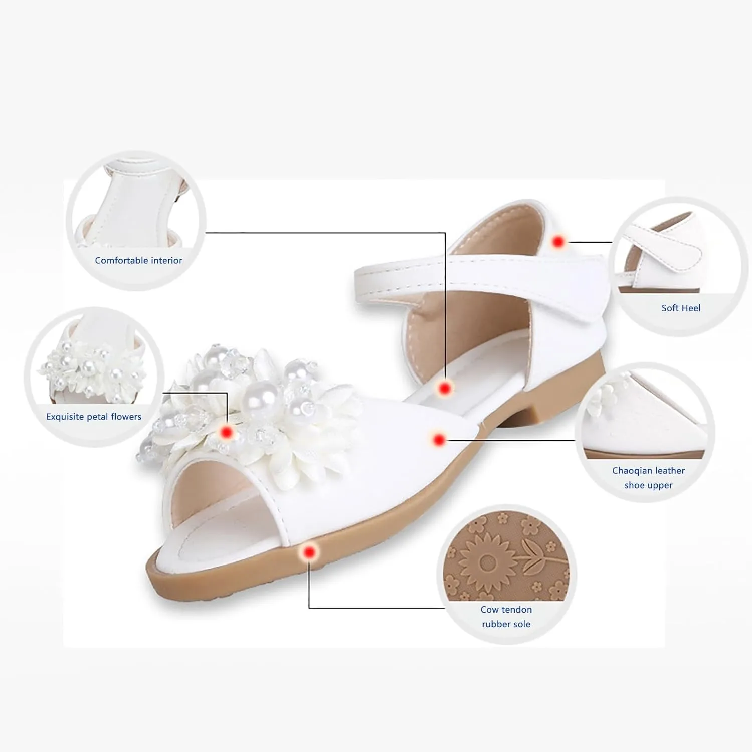 Jazz Shoes for Girls Pearl Flower Leaky Toe Non Slip Sandals Christmas Slippers for Kids