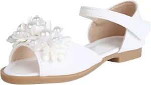 Jazz Shoes for Girls Pearl Flower Leaky Toe Non Slip Sandals Christmas Slippers for Kids