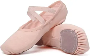 JUODVMP Stretch Canvas Ballet Shoes for Girls/Toddlers/Kids/Women Ballet Slippers Ballet Flats Yoga Dance Shoes,Model TJBL