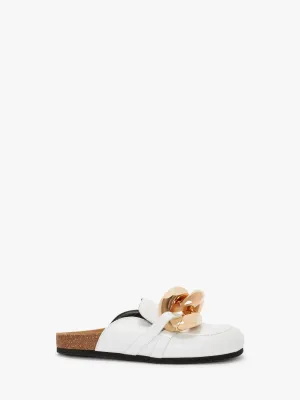 JW Anderson Leather Mules with Chain, White
