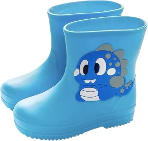 Kid's Rain Boots Lightweight Rubber Waterproof Kid Toddlers Shoes Easy-On Loop Girls Rain Boots Boys Rain Boots