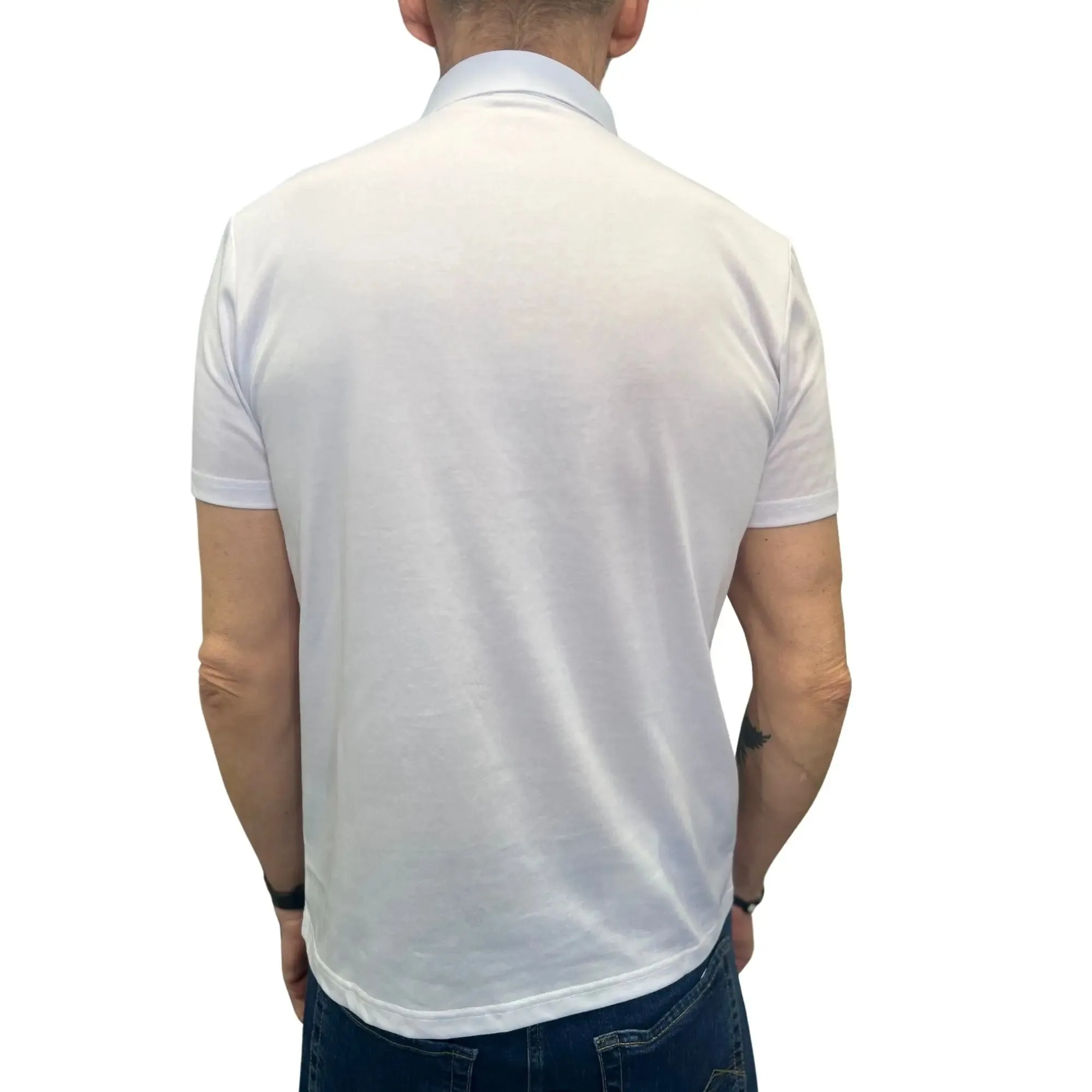 Ladro White Button-Down Collar Polo Shirt