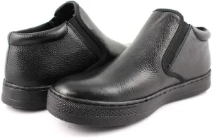 Laforst Mens Work Slip Resistant Tumble Leather Slip On Server Flats Black
