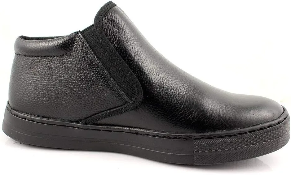 Laforst Mens Work Slip Resistant Tumble Leather Slip On Server Flats Black