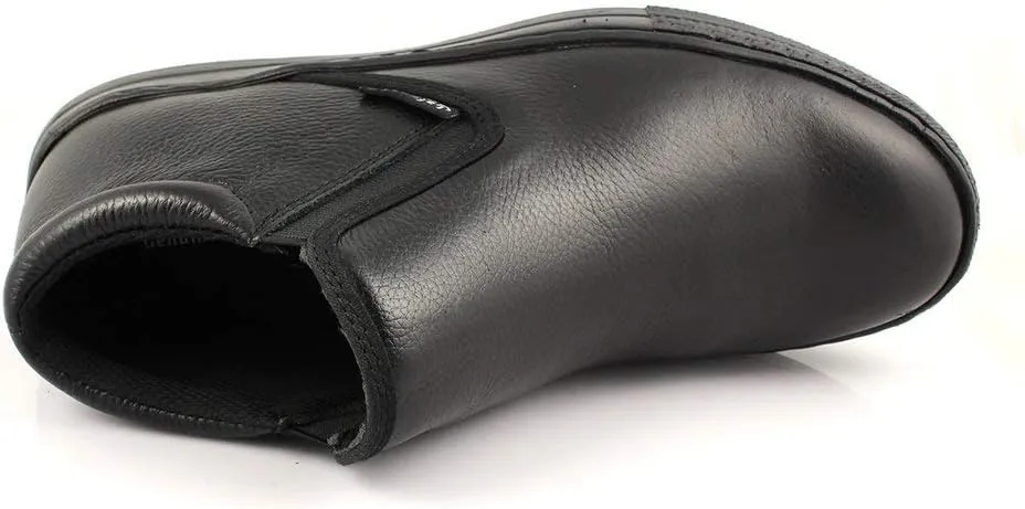 Laforst Mens Work Slip Resistant Tumble Leather Slip On Server Flats Black