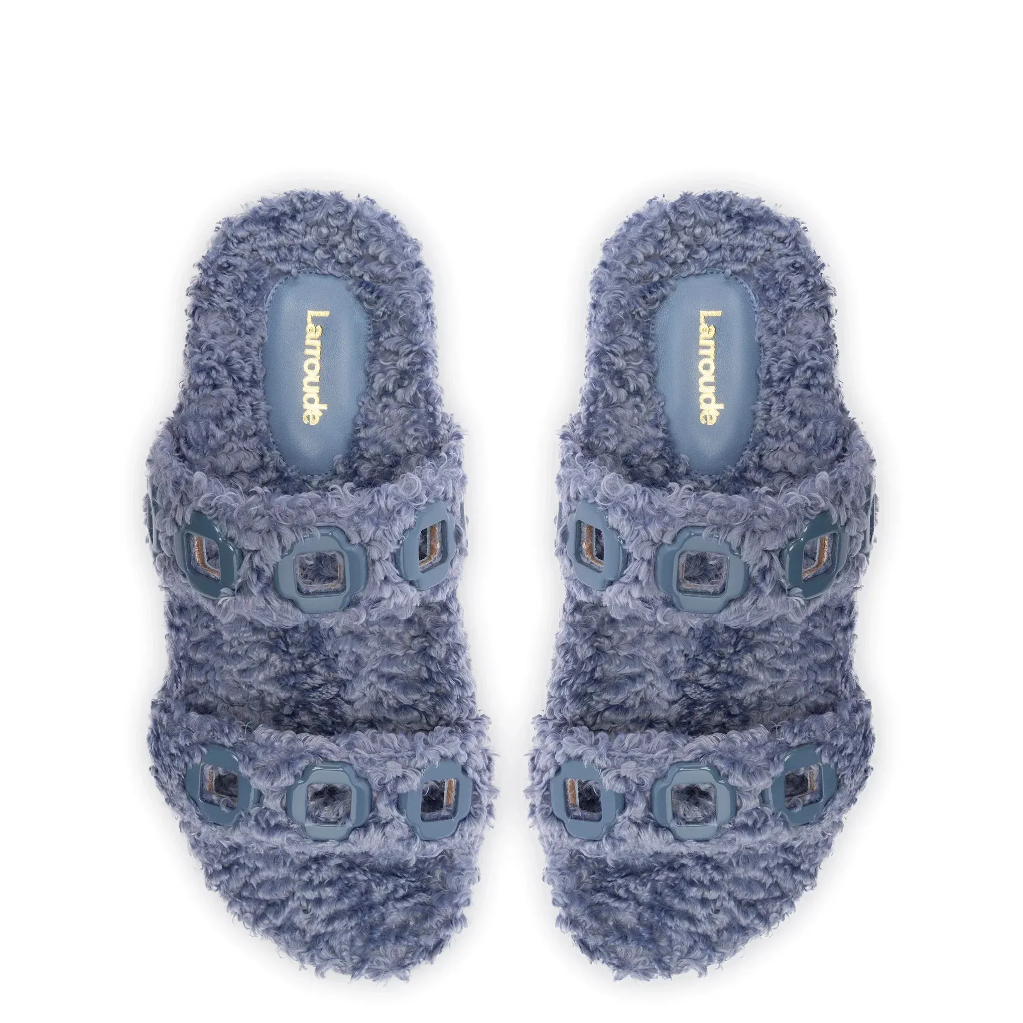 Larroude Milan Slide In Blue Faux Fur
