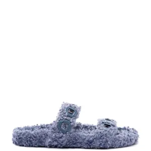 Larroude Milan Slide In Blue Faux Fur
