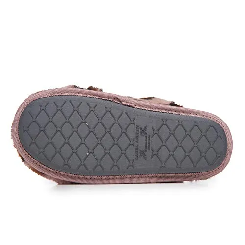 Laura Ashley Scuff Slippers, Plush Animal Print Slip-Ons for Women with Memory Foam Insole, Pink, Large
