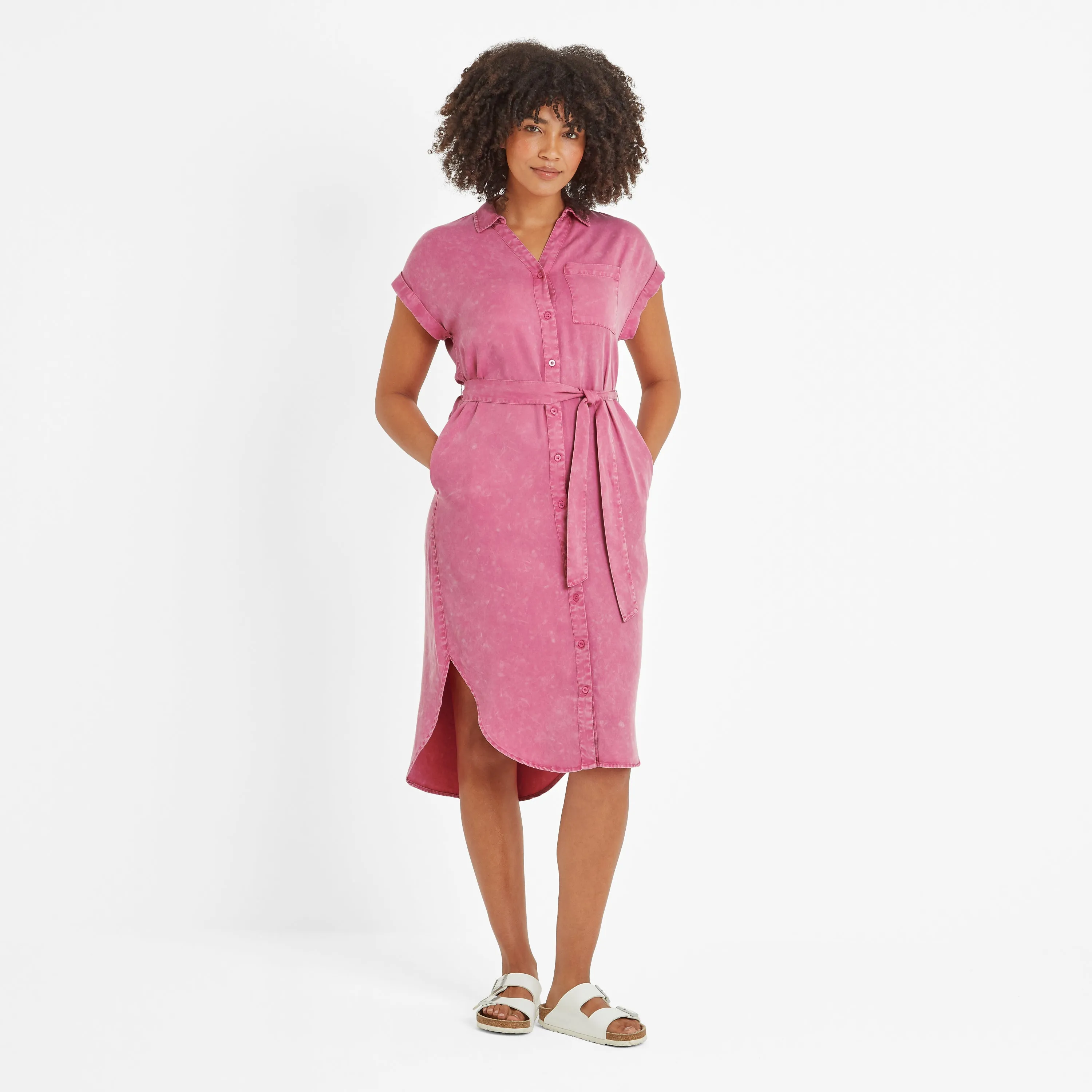 Lenira Womens Shirt Dress - Rose Quartz