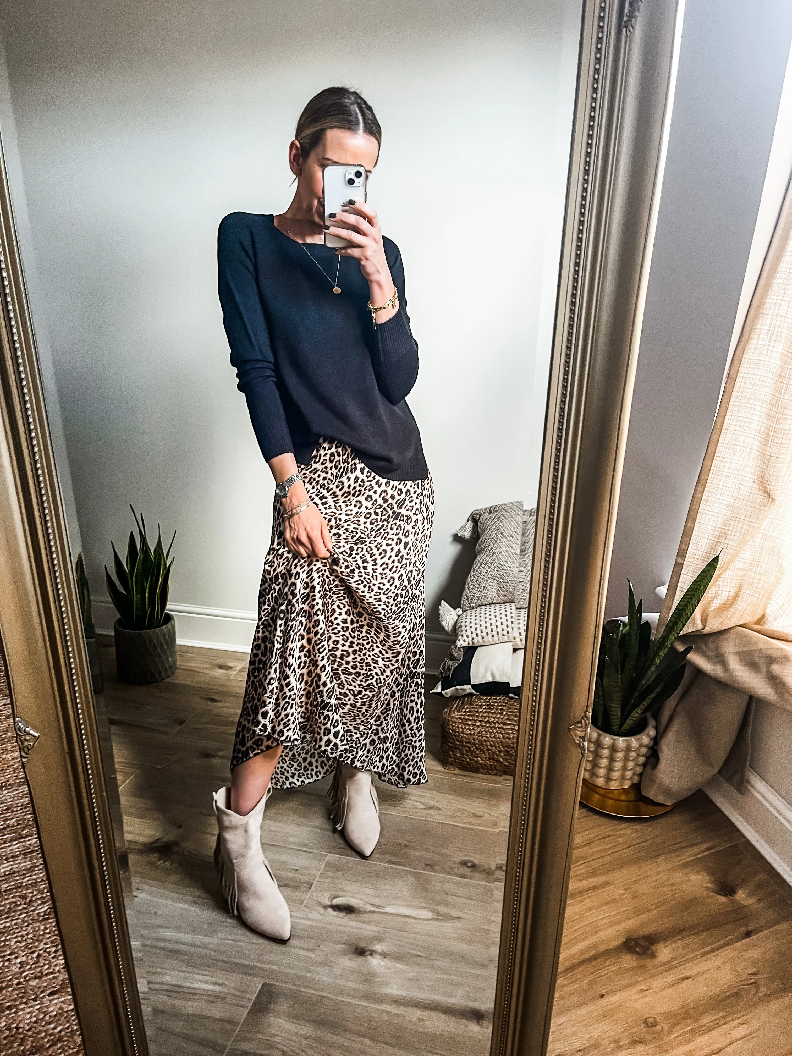 Leopard Print Silk-Mix Bias Maxi Skirt