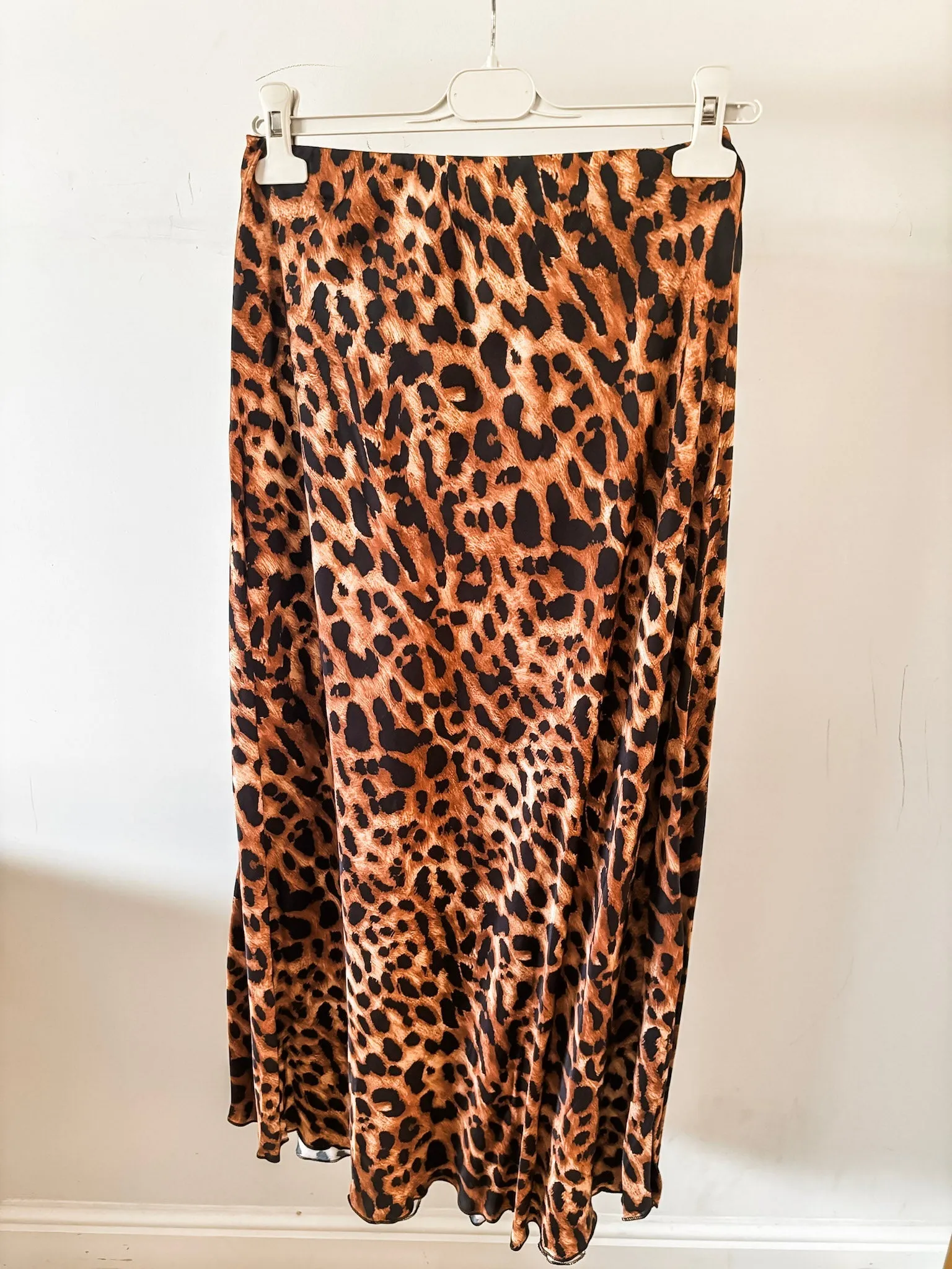 Leopard Print Silk-Mix Bias Maxi Skirt
