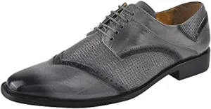 LIBERTYZENO Mens Genuine Leather Ostrich/EEL Print Lace Up Oxford Dress Shoes