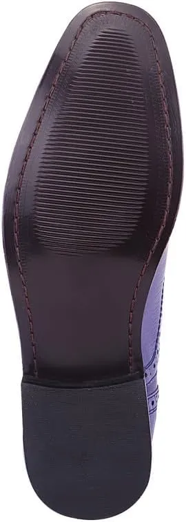 LIBERTYZENO Mens Plain & Animal Print Purple Genuine Leather Adults Slip On & Lace Up Oxford Dress Shoes/Prom Shoes for Easter Gift