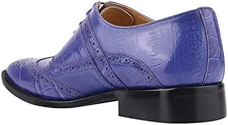 LIBERTYZENO Mens Plain & Animal Print Purple Genuine Leather Adults Slip On & Lace Up Oxford Dress Shoes/Prom Shoes for Easter Gift