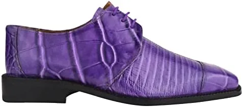 LIBERTYZENO Mens Plain & Animal Print Purple Genuine Leather Adults Slip On & Lace Up Oxford Dress Shoes/Prom Shoes for Easter Gift