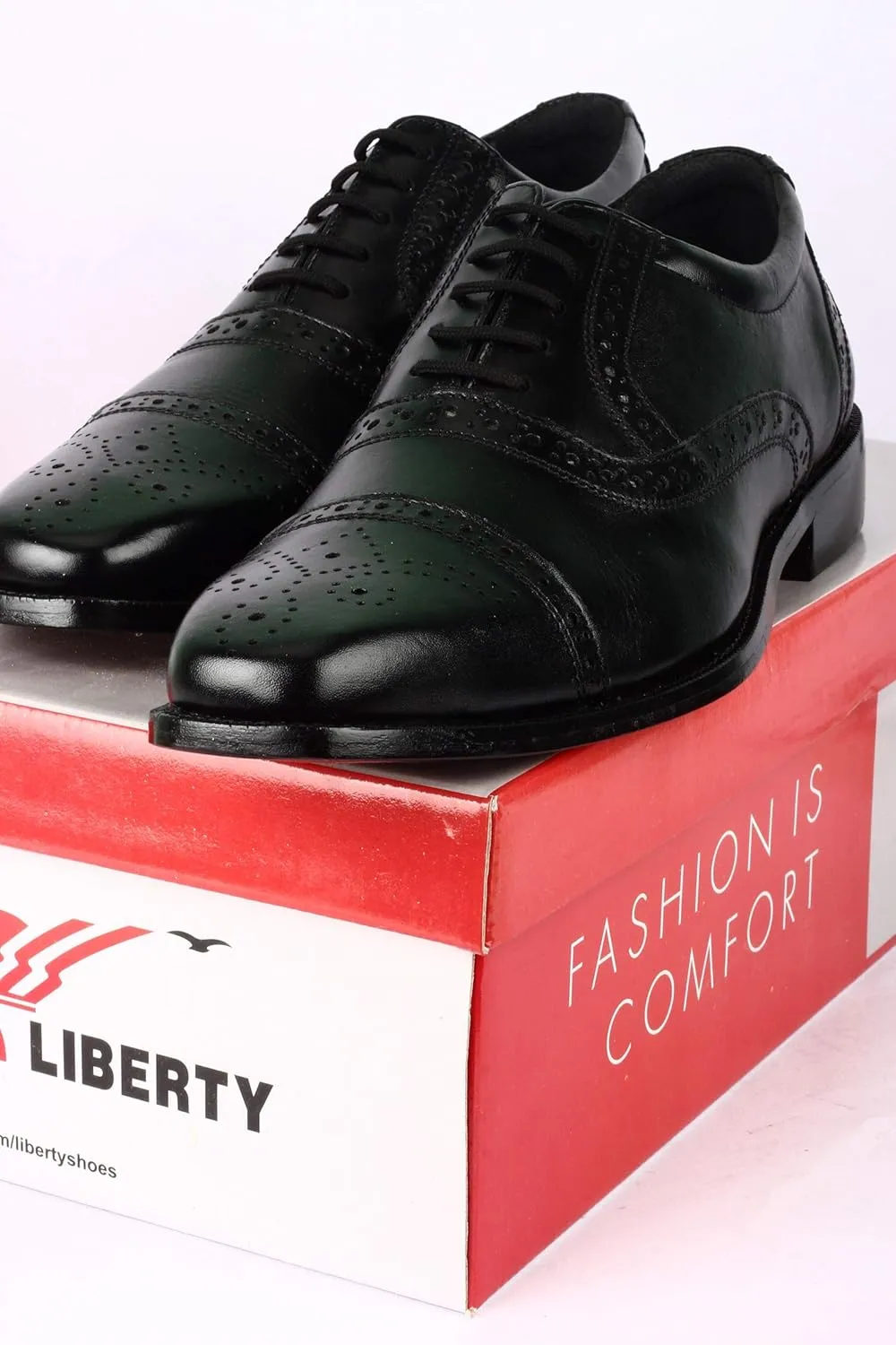 LIBERTYZENO Mens Wingtip Brogue Genuine Leather Adults Lace Up Oxford Dress Shoes for Easter Gift